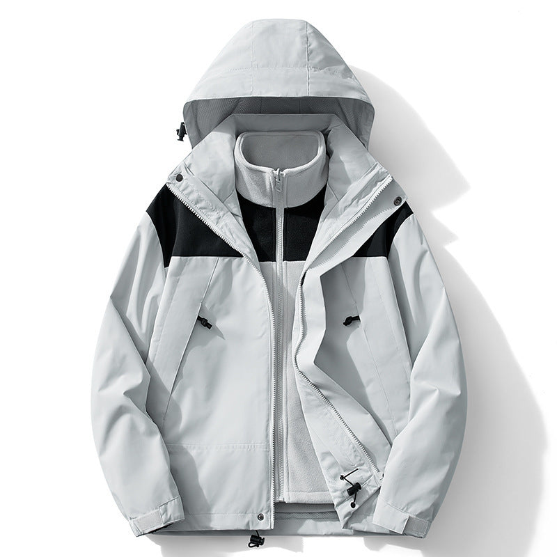 Men's two-layer softshell and fleece combination jacket with detachable inner lining and hood Chichicherry