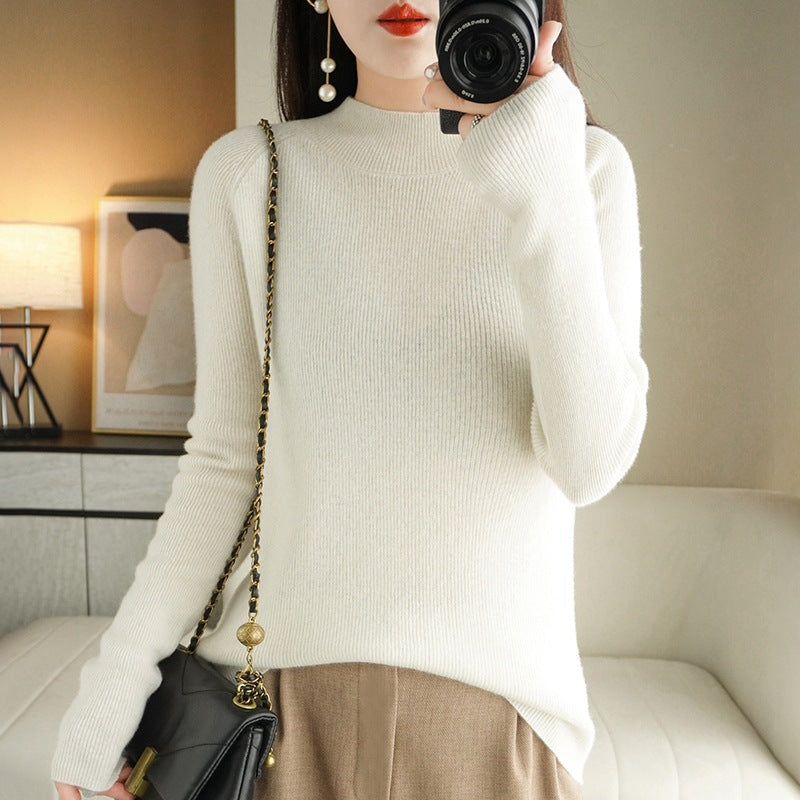 Women Slim Fit Stand Collar Sweater made of lightweight fine knit with a fine rib structure Chichicherry