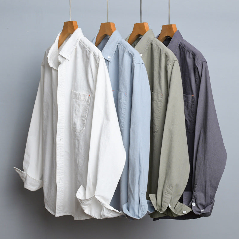 Men's Lightweight Cotton Overshirt in Shirt Jacket Style with Chest Pocket and Button-Down Collar Chichicherry