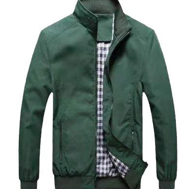 Men's Lightweight Harrington Jacket with Stand Collar and Checked Lining Chichicherry