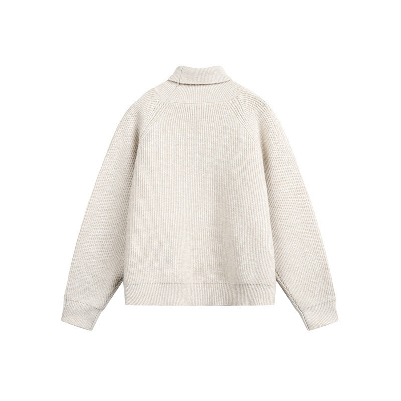 Unisex rollneck sweater made of coarse rib knit with raglan sleeves and straight hem Chichicherry
