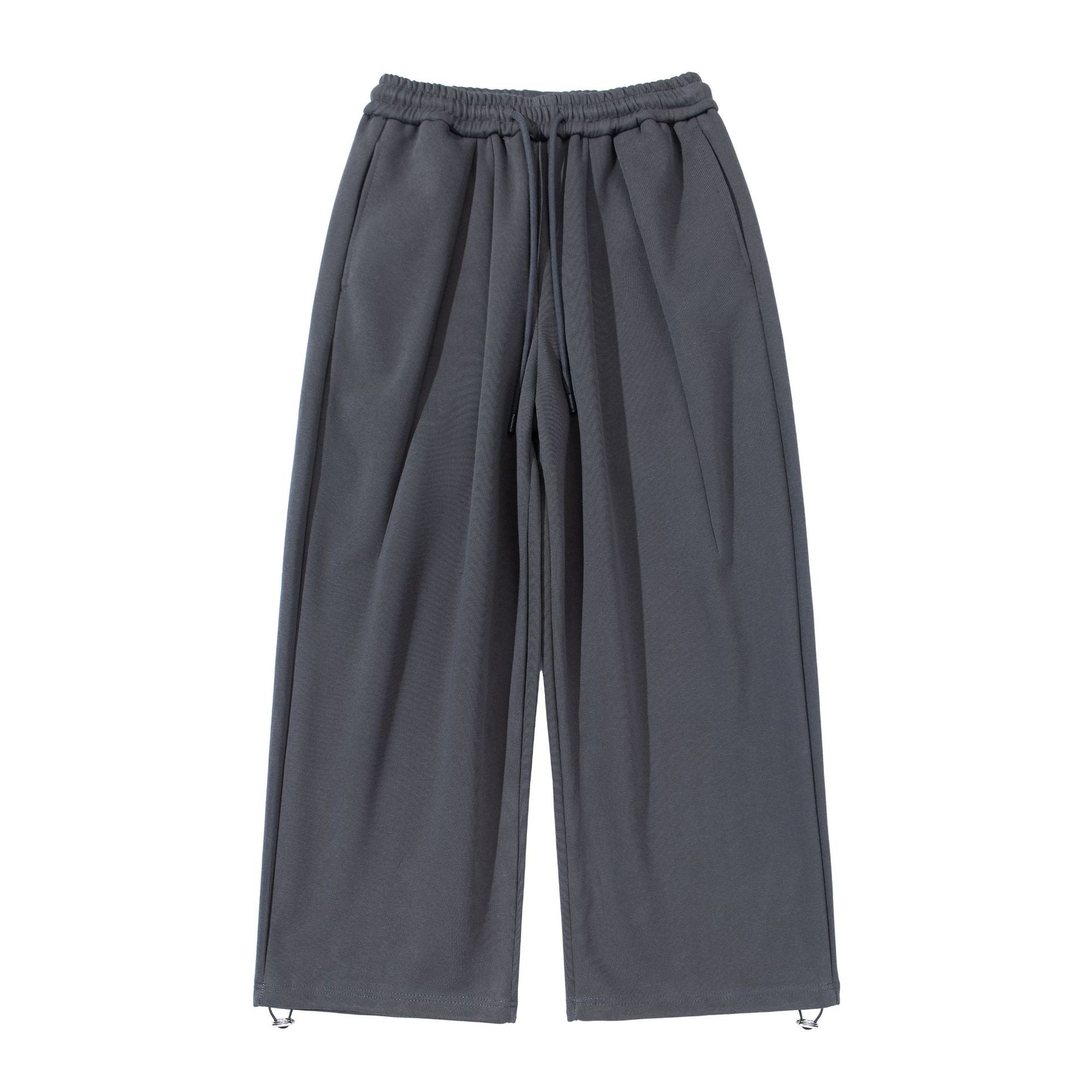 Unisex Wide Cropped Jogging Pants with Drawstring Waistband, Side Pockets and Adjustable Hem