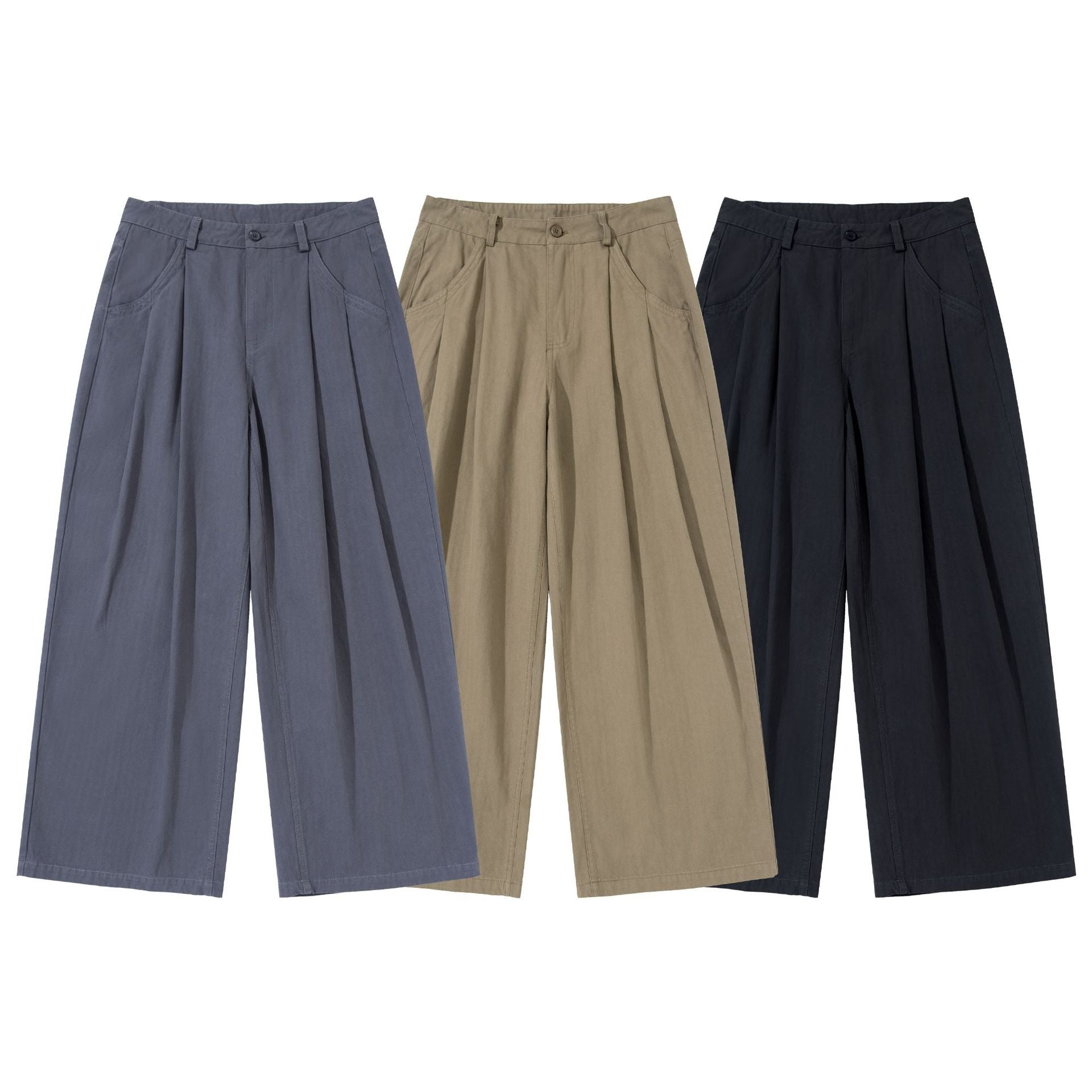Women Wide Pleated Culotte Pants with High Waist and Deep Side Pockets Chichicherry