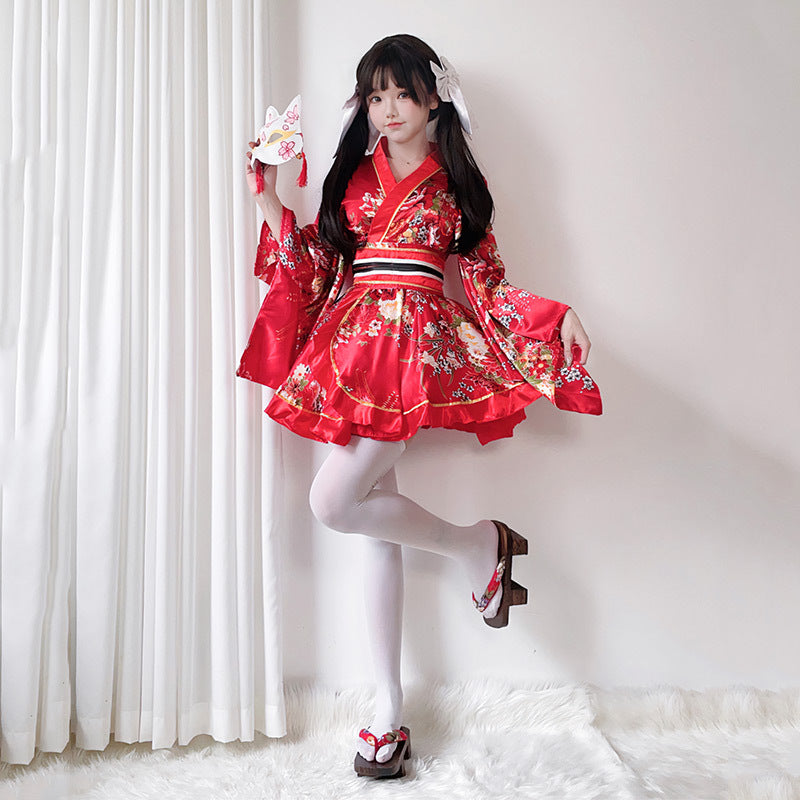 Women’s Kimono Dress with Elegant Sash and Wide Sleeve Chichicherry