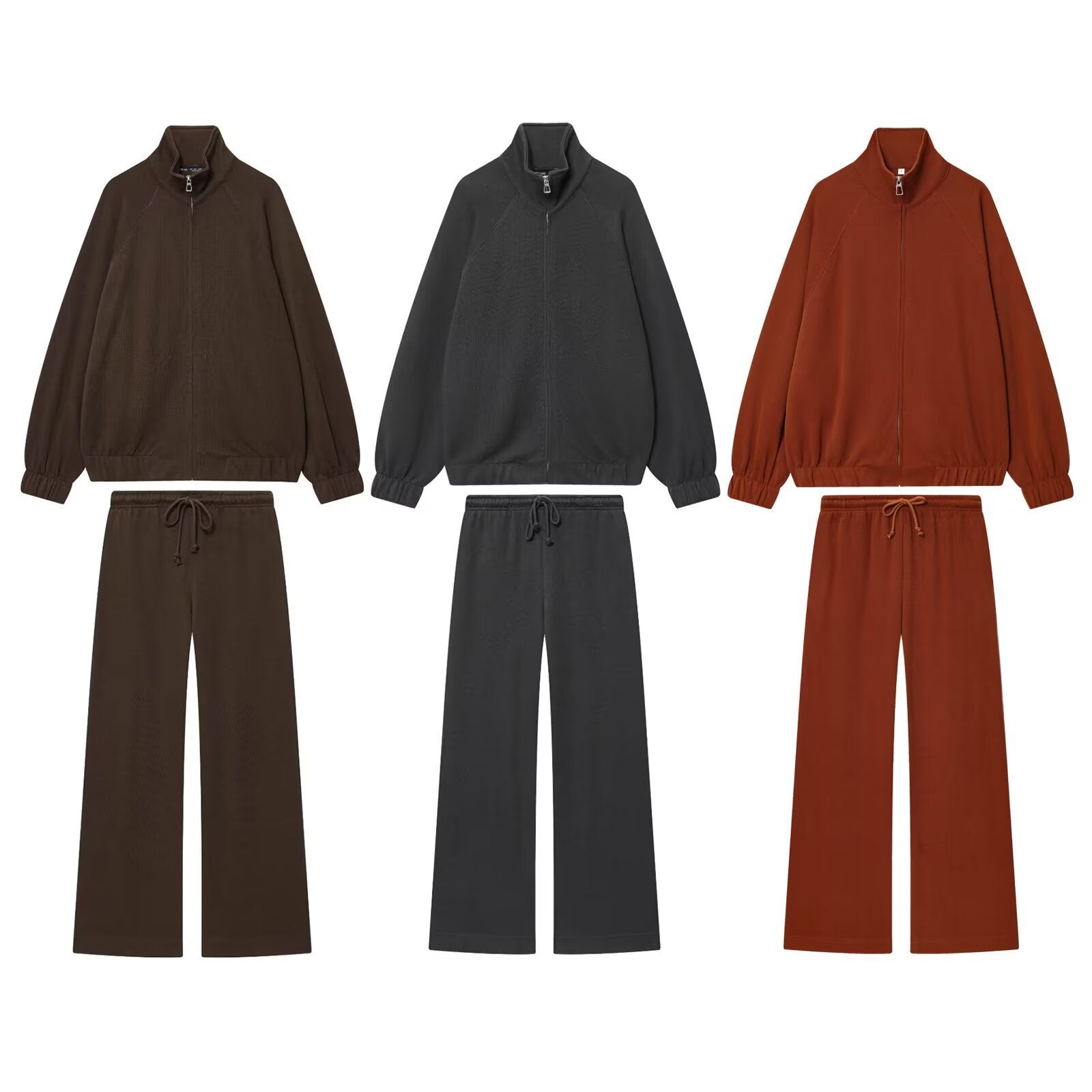 Women's Oversized Zip Sweat Jacket with High Standing Collar and Raglan Sleeves Chichicherry