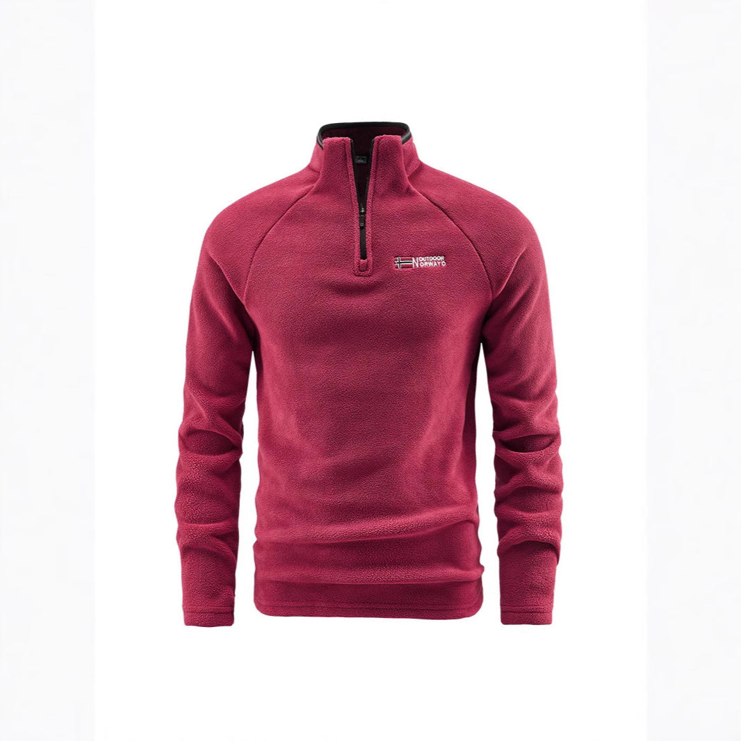 Men's fleece half-zip pullover with high stand-up collar and raglan sleeves Chichicherry