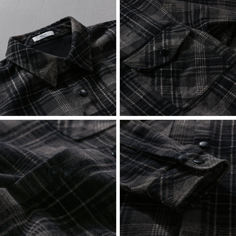 Men's Checked Overshirt made of Cozy Flannel with Chest Pockets Chichicherry