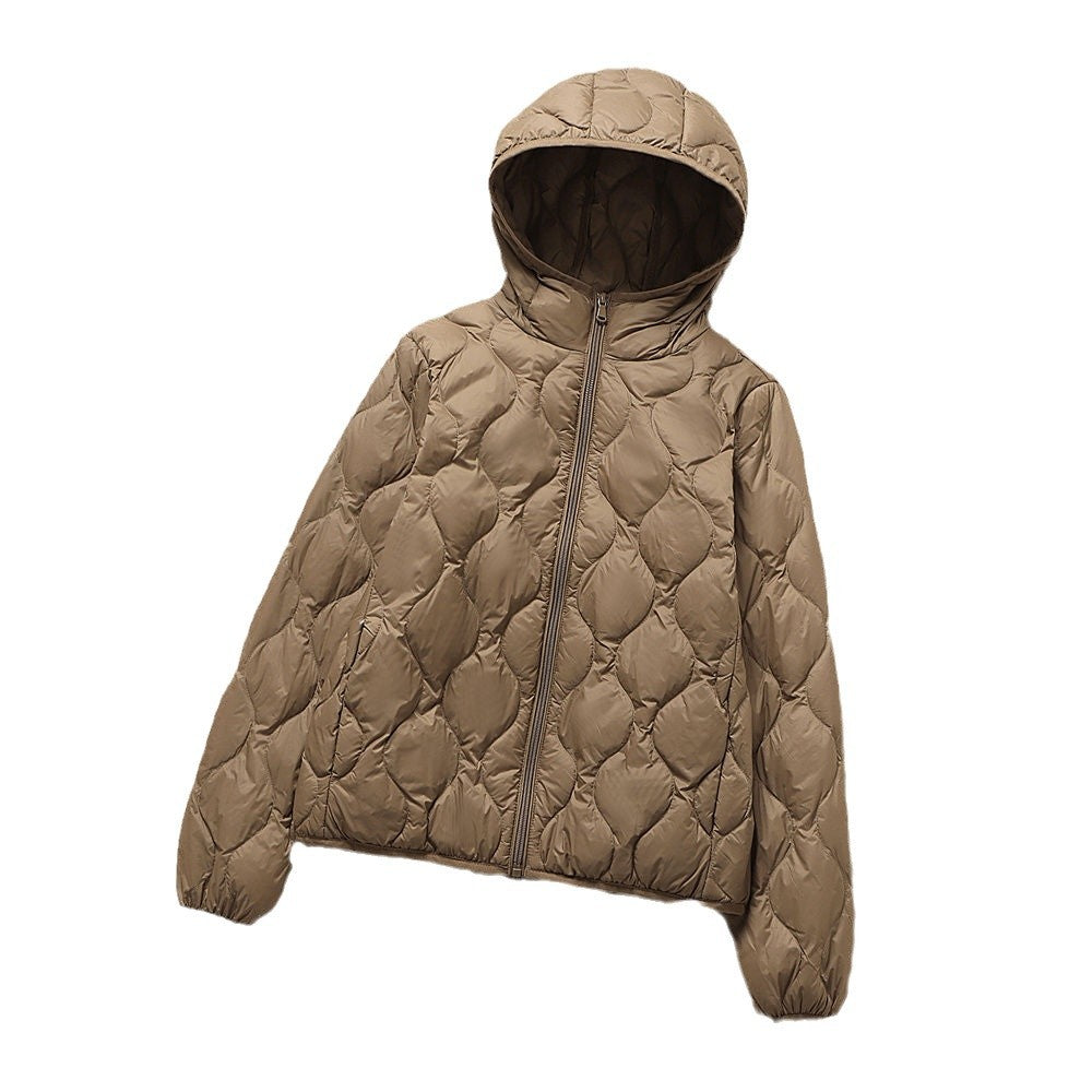 Women Quilted Hooded Jacket with Organic Drop Quilting and Compressible Thermal Filling Chichicherry