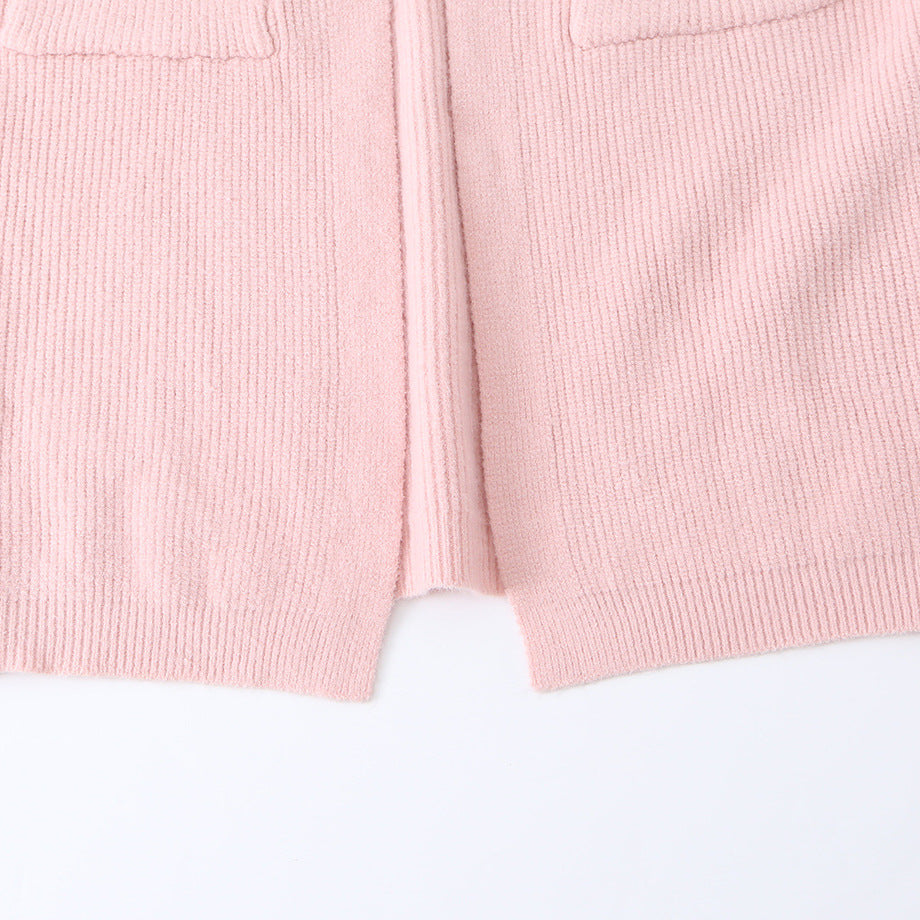 Women Long Oversized Knit Cardigan with Patch Pockets Chichicherry
