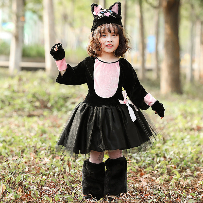Girl's cat costume with edgy tulle layer and charming details Chichicherry