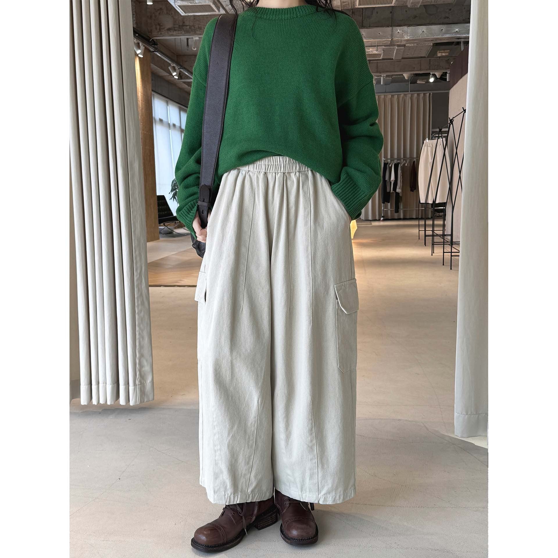Women's Wide Midi Skirt in Utility Style with Applied Flap Pocket Chichicherry