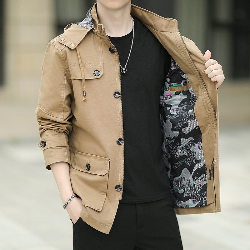 Men's transitional parka in field design with hood, flap pockets and arm straps Chichicherry