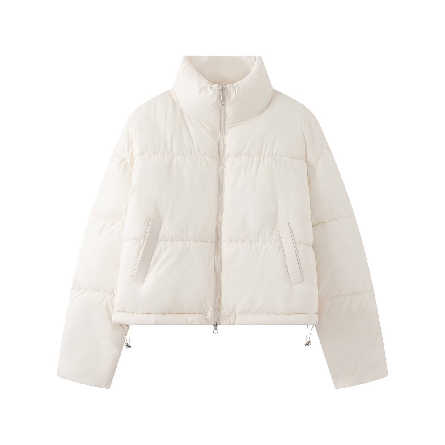 Women’s short jacket in oversized boxy puffer style with high stand-up collar Chichicherry