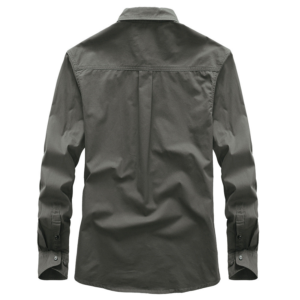 Men's Cotton Shirt Slim-Fit with Kent Collar and Hidden Button Placket Chichicherry