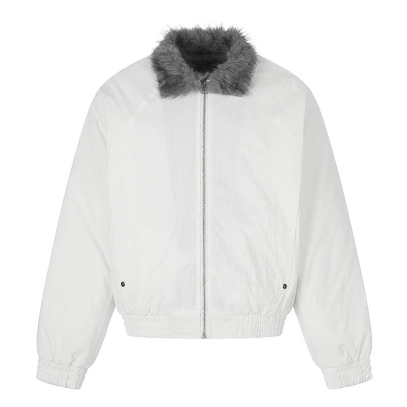 Women’s cropped bomber jacket with faux fur collar and elastic waistband Chichicherry