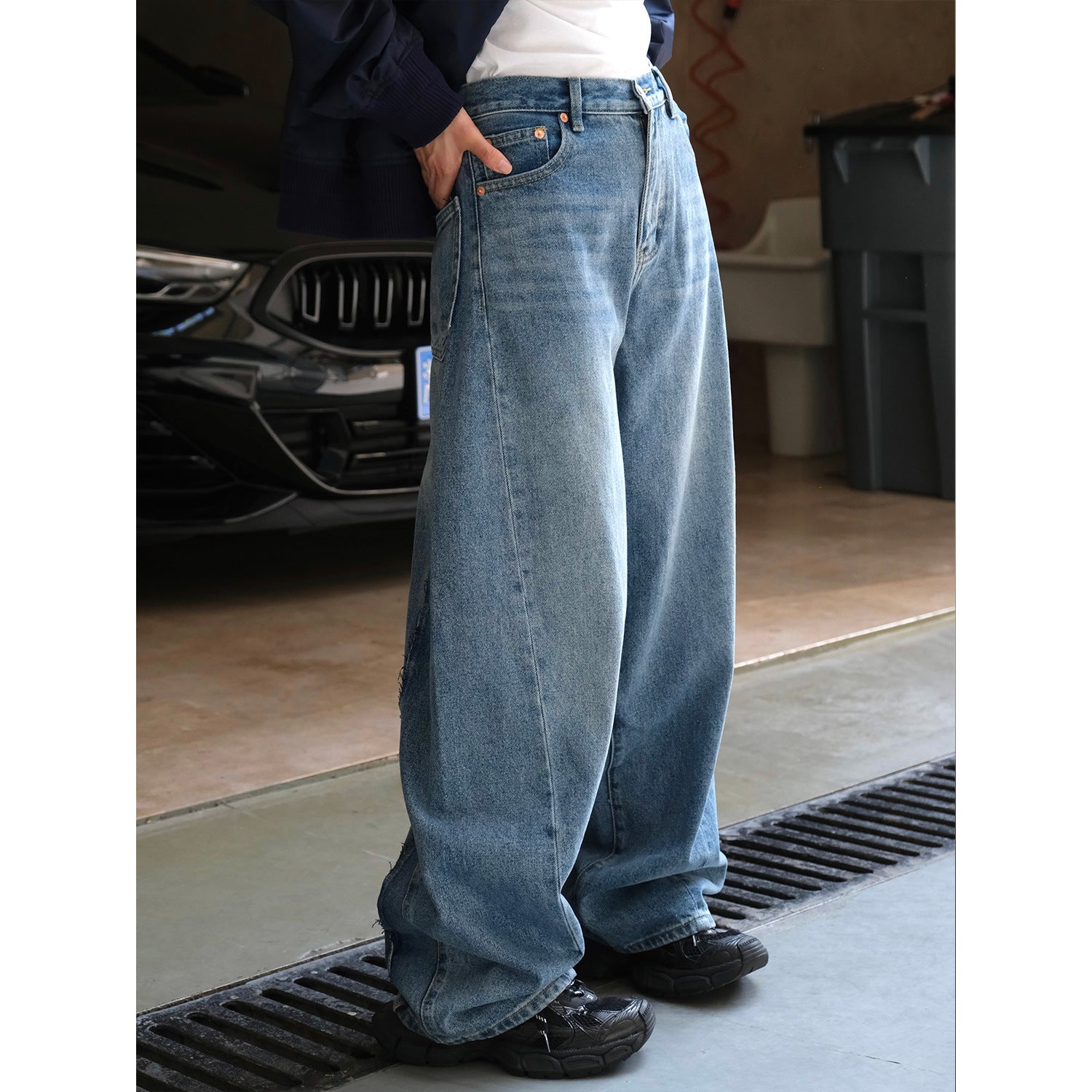 Women's Extra Wide Denim Baggy Pants with High Waist and Relaxed Fit Chichicherry