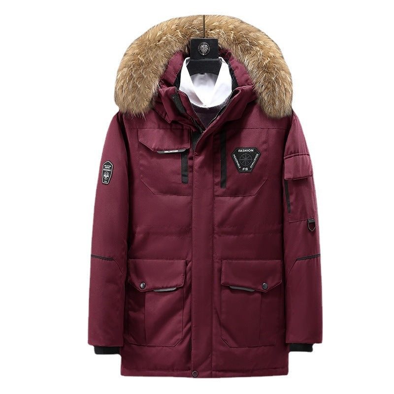 Men's technical insulated winter parka with removable faux fur hood and multifunctional pockets Chichicherry