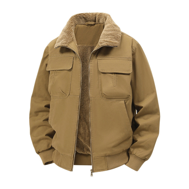 Men's thermo bomber jacket with full zip, sherpa collar, and utility pockets Chichicherry