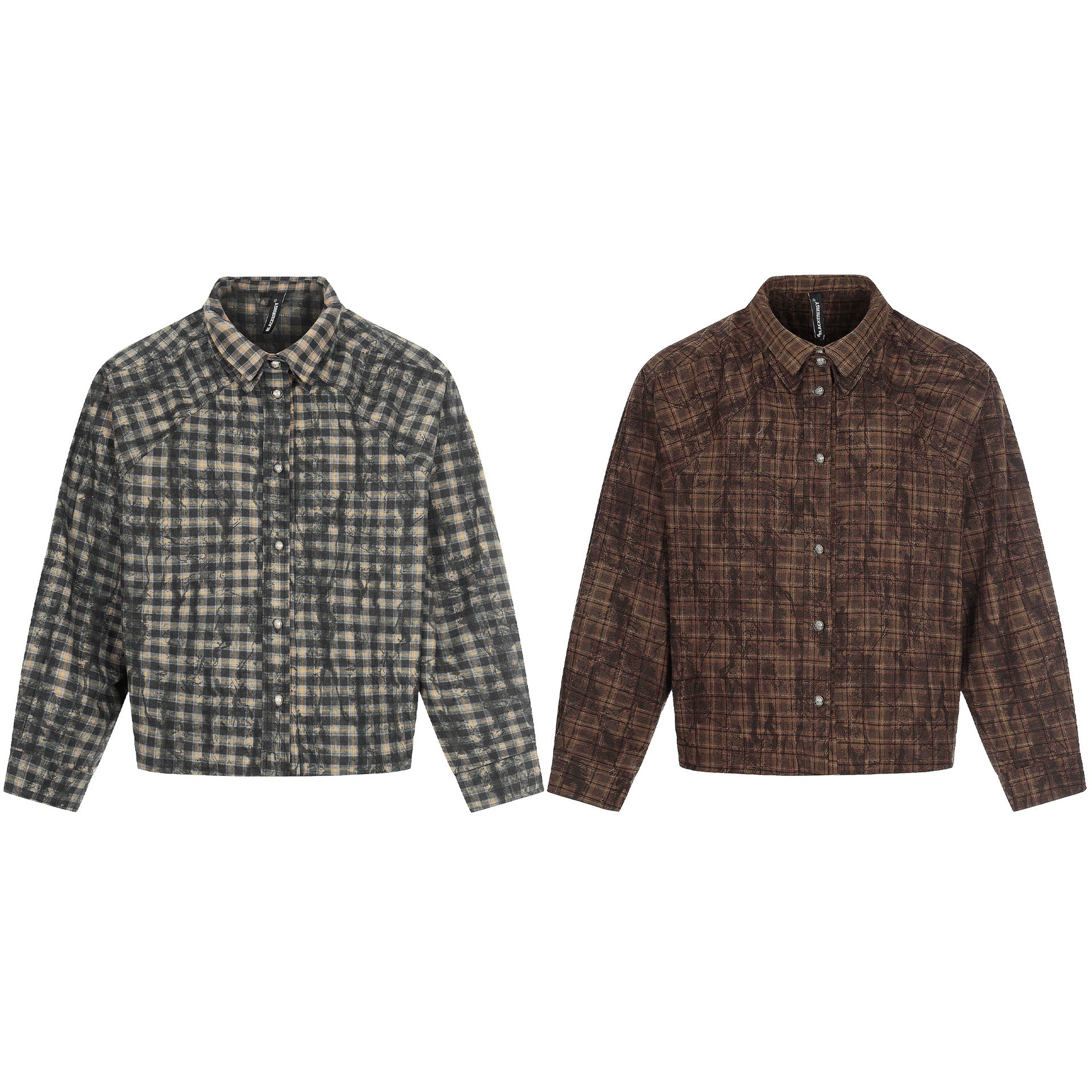 Men's Oversized Check Overshirt in Blouson Style with Distressed Finish Chichicherry
