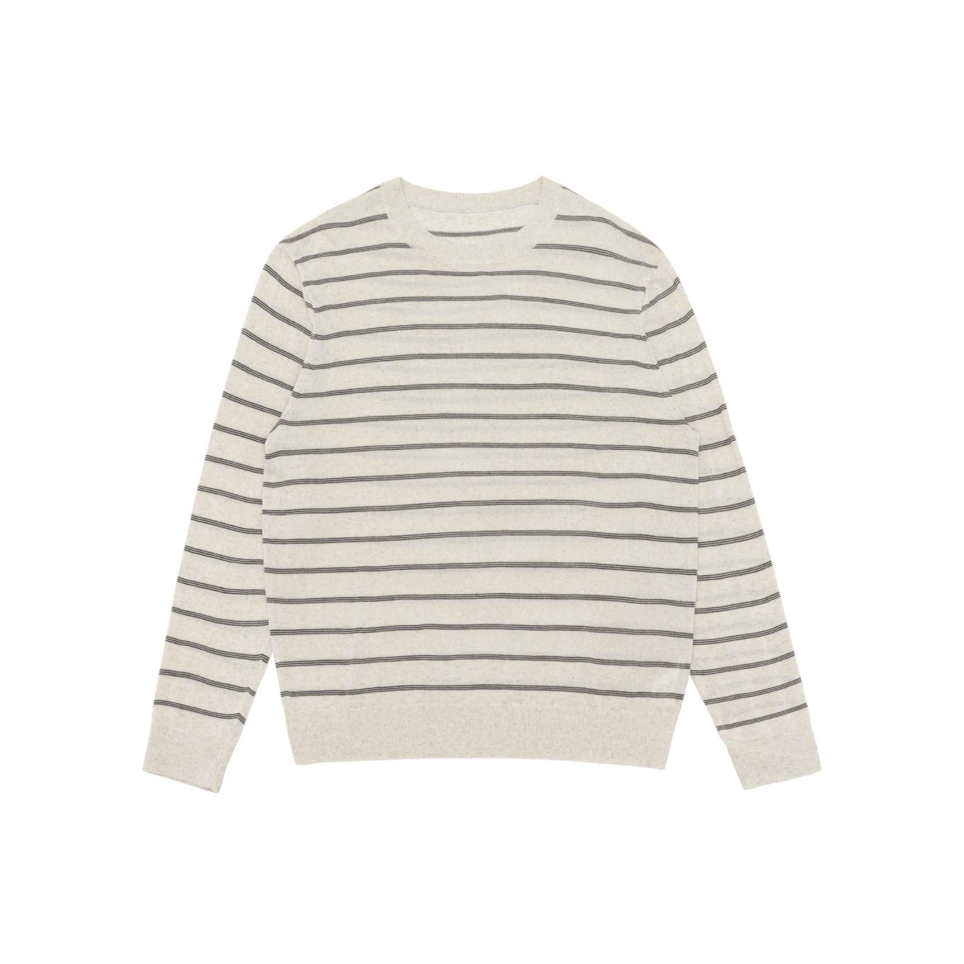 Unisex Striped Fine Knit Crew Neck Sweater made of Cotton Blend Chichicherry