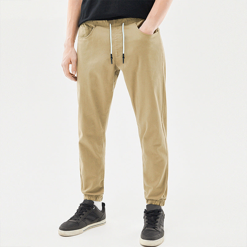 Men's Lightweight Cotton Jogging Pants with Drawstring, Elastic Cuffs and Slant Pockets Chichicherry