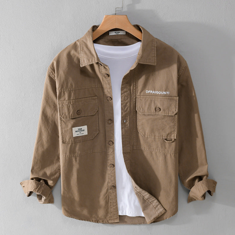 Men's Field Overshirt in Military Style with Patch Chest Pockets and Relaxed Fit Chichicherry