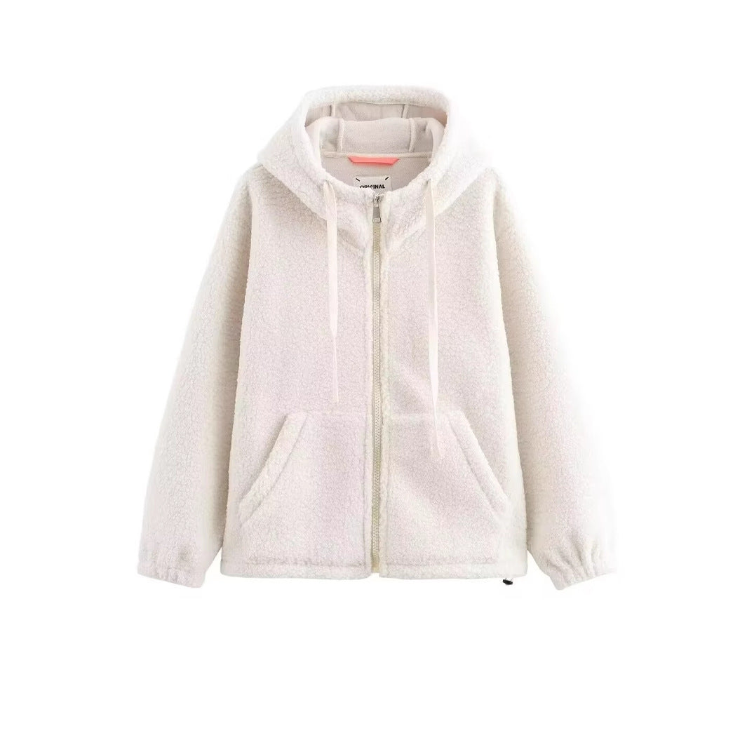 Women's Teddy Fleece Hooded Jacket with Full Zip and Kangaroo Pockets Chichicherry