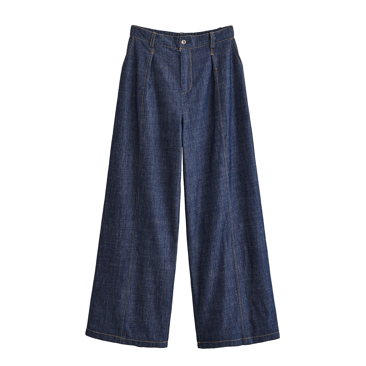 Women's Wide High-Waist Denim Pants with Crease and Wide Leg Chichicherry