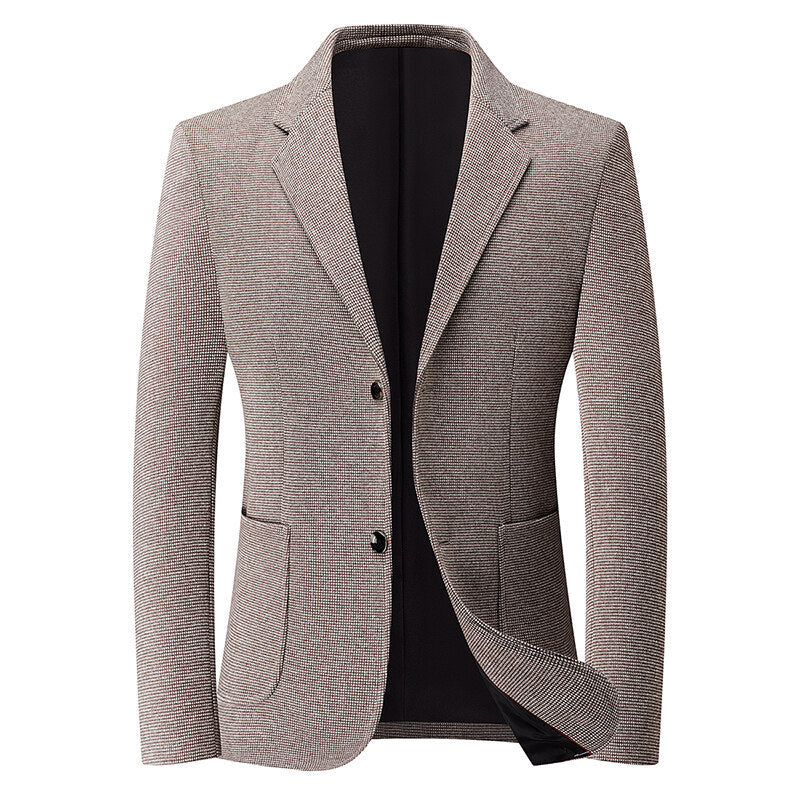 Men's tailored knit blazer made of wool blend with fine nub texture and patch pockets Chichicherry