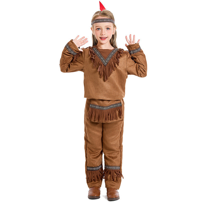 Girl Native American Costume with Fringe and Detail-Loving Top Chichicherry