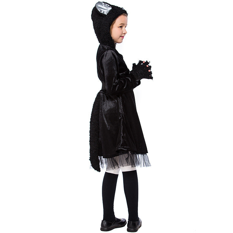 Girl's Cat Costume with Hood and Detailed Accessories Chichicherry