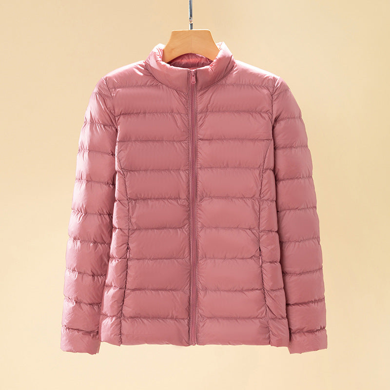 Women ultralight quilted down jacket with stand-up collar and zipper Chichicherry