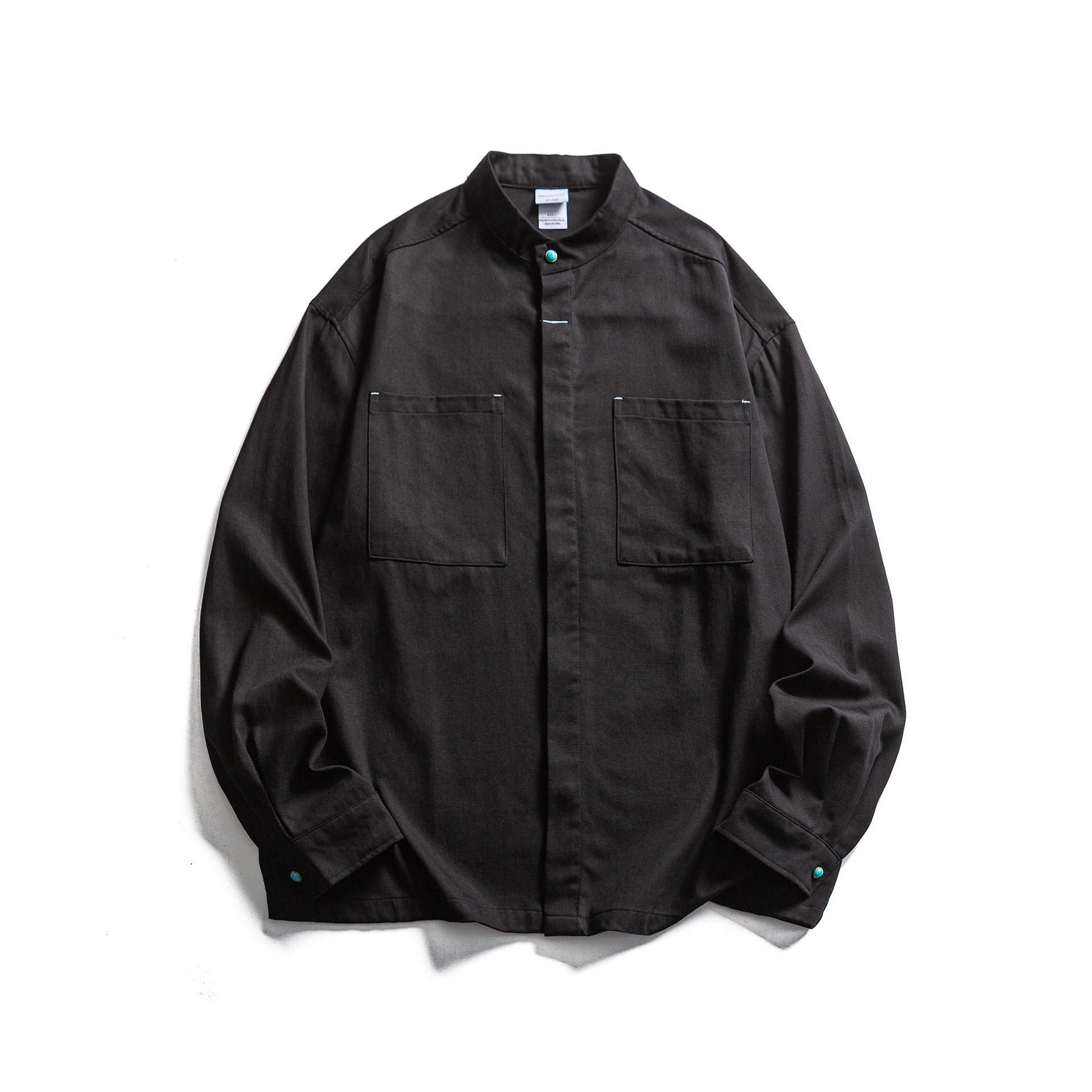 Men's Workwear Overshirt with Stand-up Collar and Hidden Button Placket Chichicherry