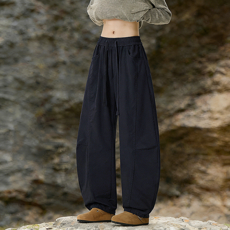 Women's Oversize Cargo Pants made of cotton blend with high elastic waistband and leg cuffs Chichicherry