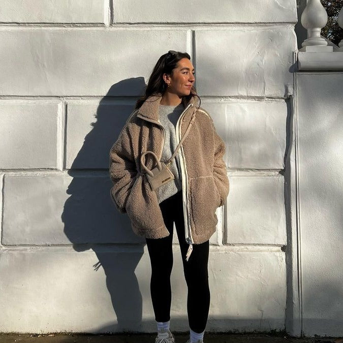 Damen Teddy-Fleecejacke mit Stehkragen Chichicherry
