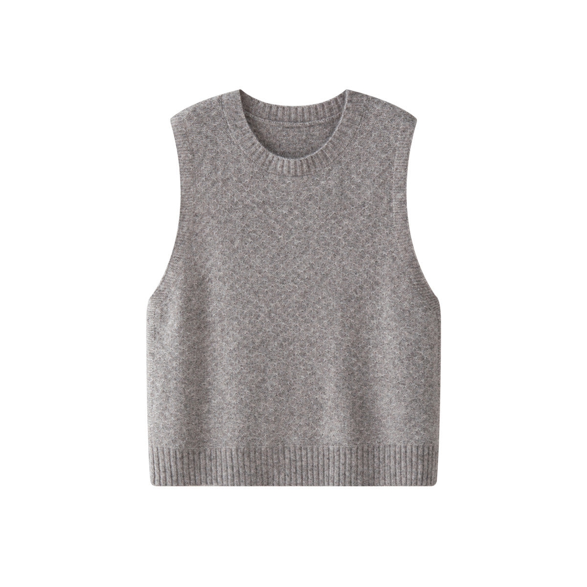 Women Soft Oversized Knit Vest made of Wool Blend with Round Neckline Chichicherry