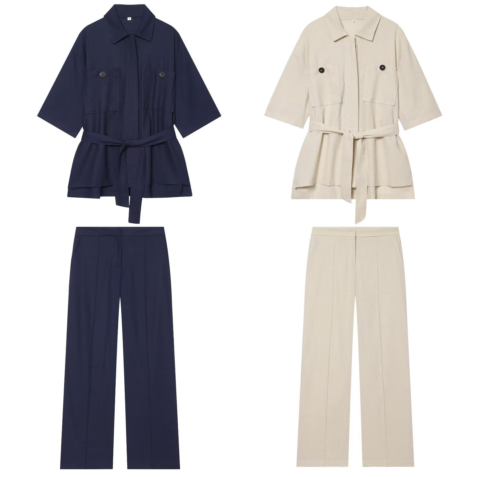 Women wide high-waisted fabric trousers with crease and straight leg Chichicherry