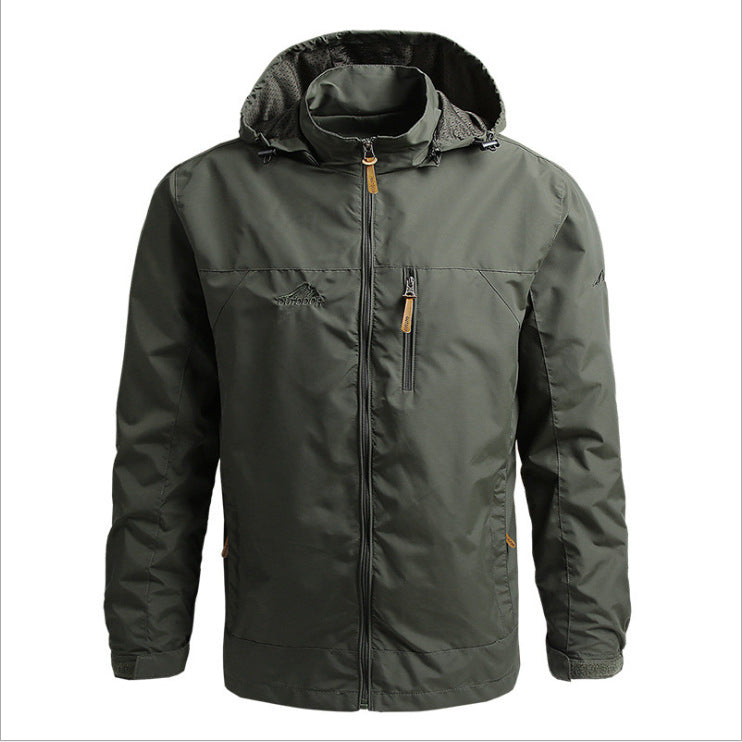 Men's Lightweight Water-Repellent Hooded Windbreaker with Chest Pocket and Adjustable Hem Chichicherry