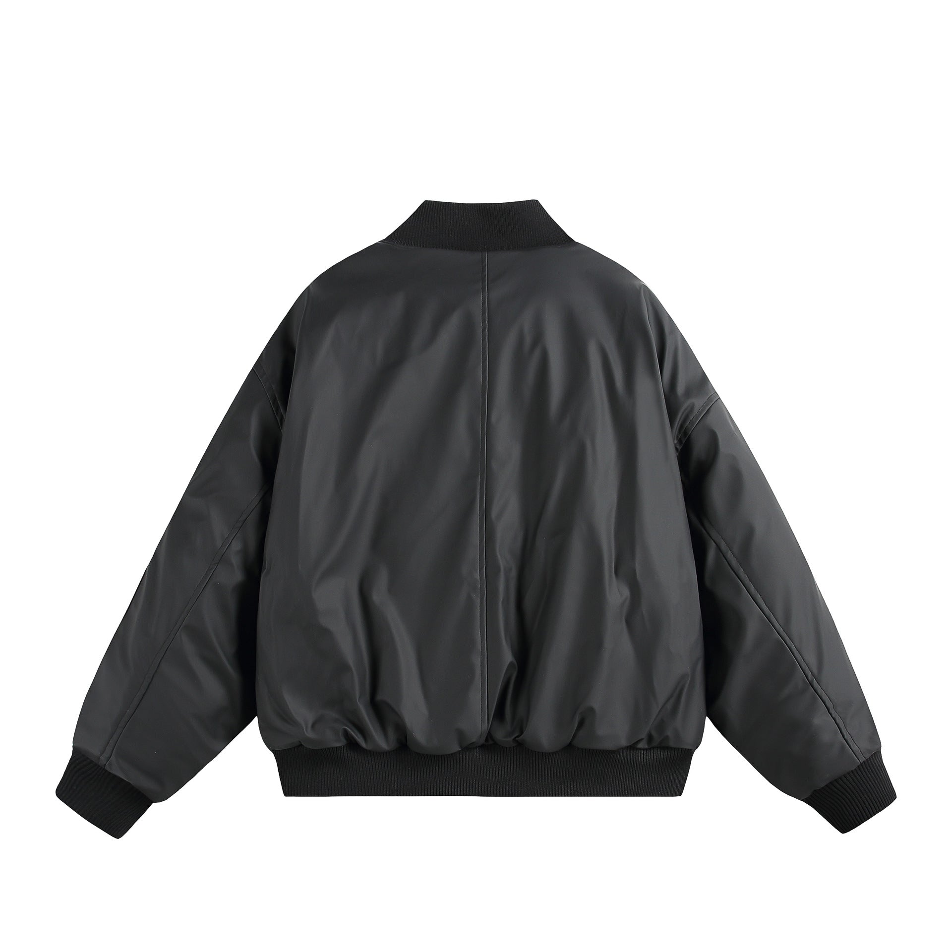 Unisex Short Cut Oversized Puffer Jacket with Utility Arm Pocket and Ribbed Cuffs Chichicherry