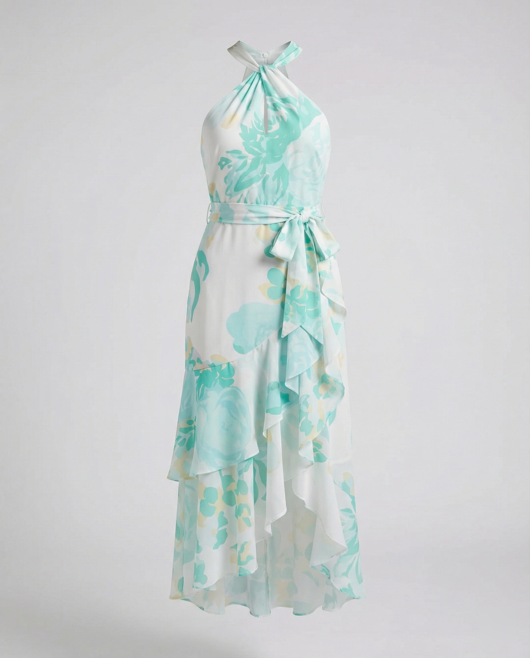 Women Halter Wrap Dress made of Chiffon