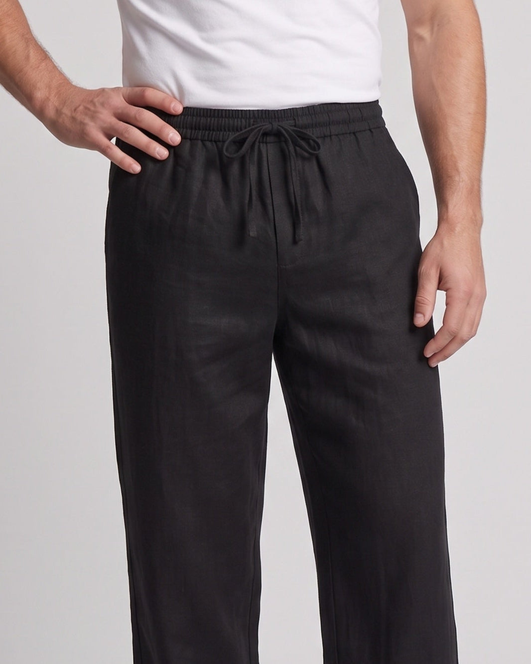 Men's loosely cut relaxed pants in linen look with drawstring and straight hem Chichicherry
