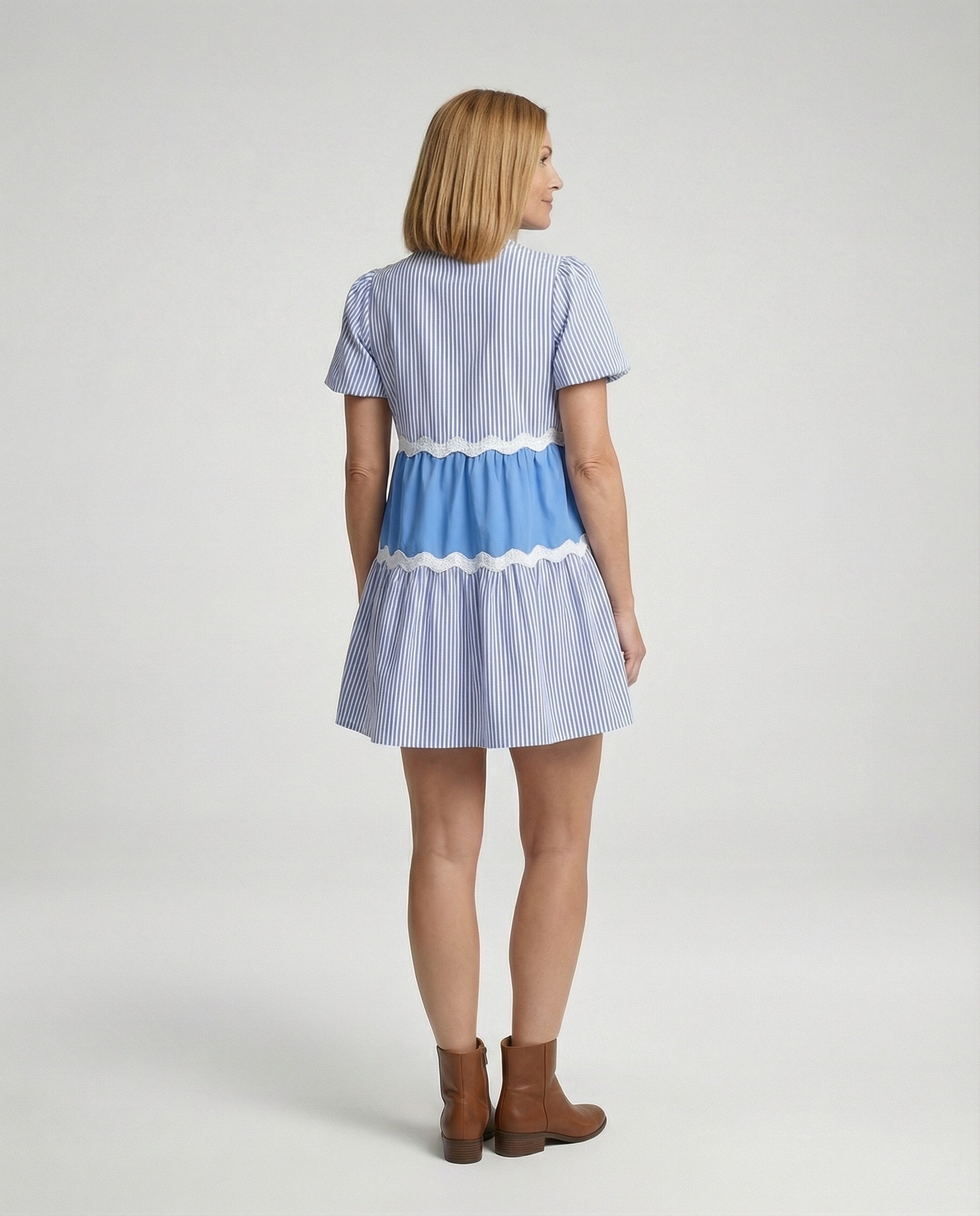 Women Tiered Dress Summer with Puff Sleeves