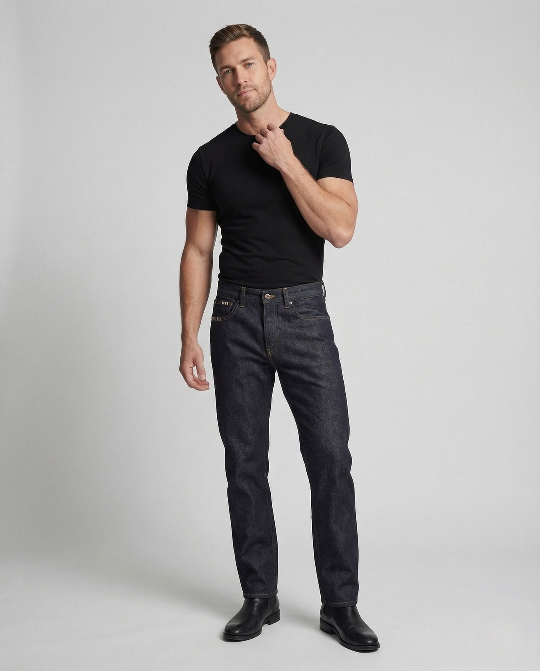 Men's Relax Jeans High Waist made of Raw Denim