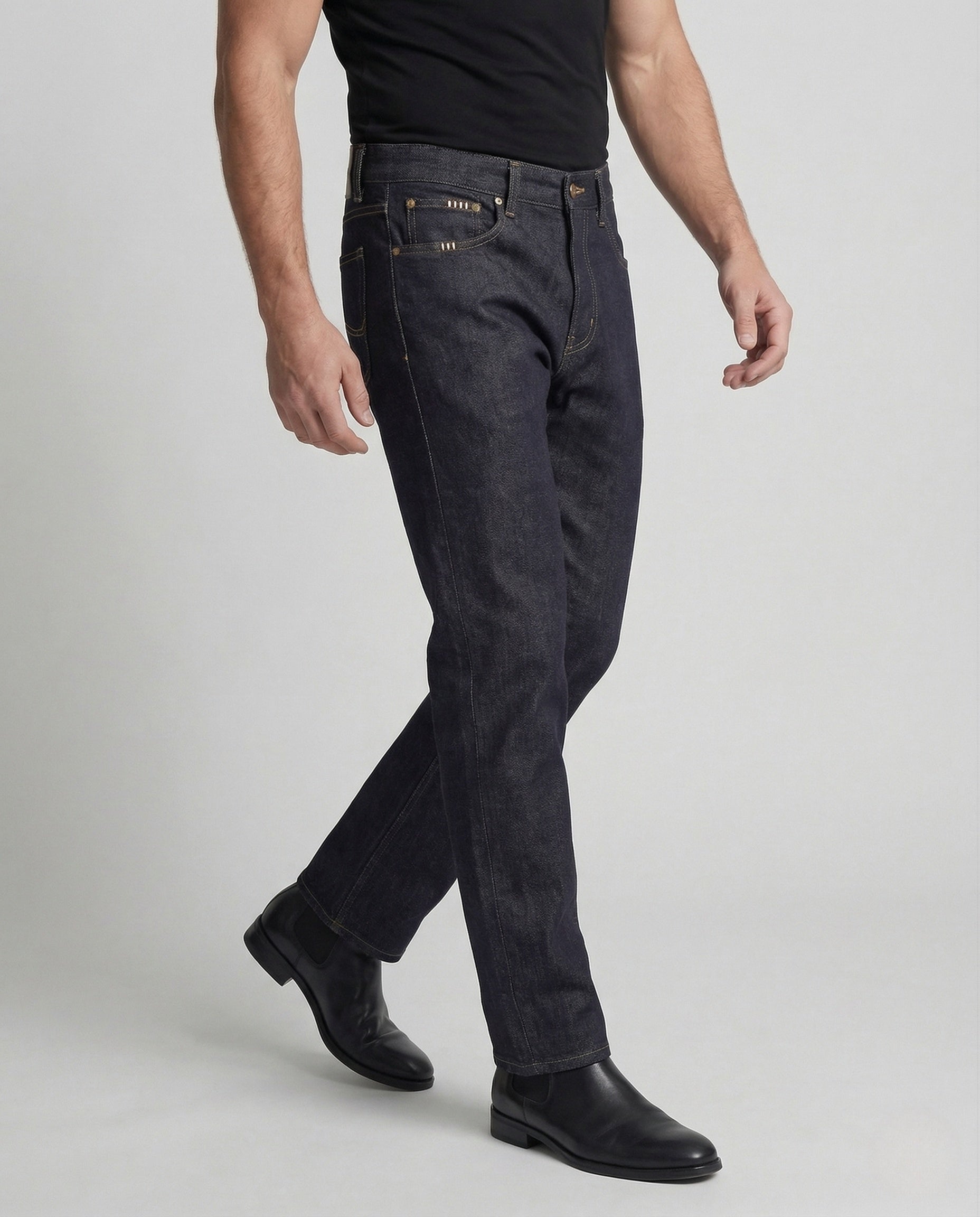 Men's Relax Jeans High Waist made of Raw Denim