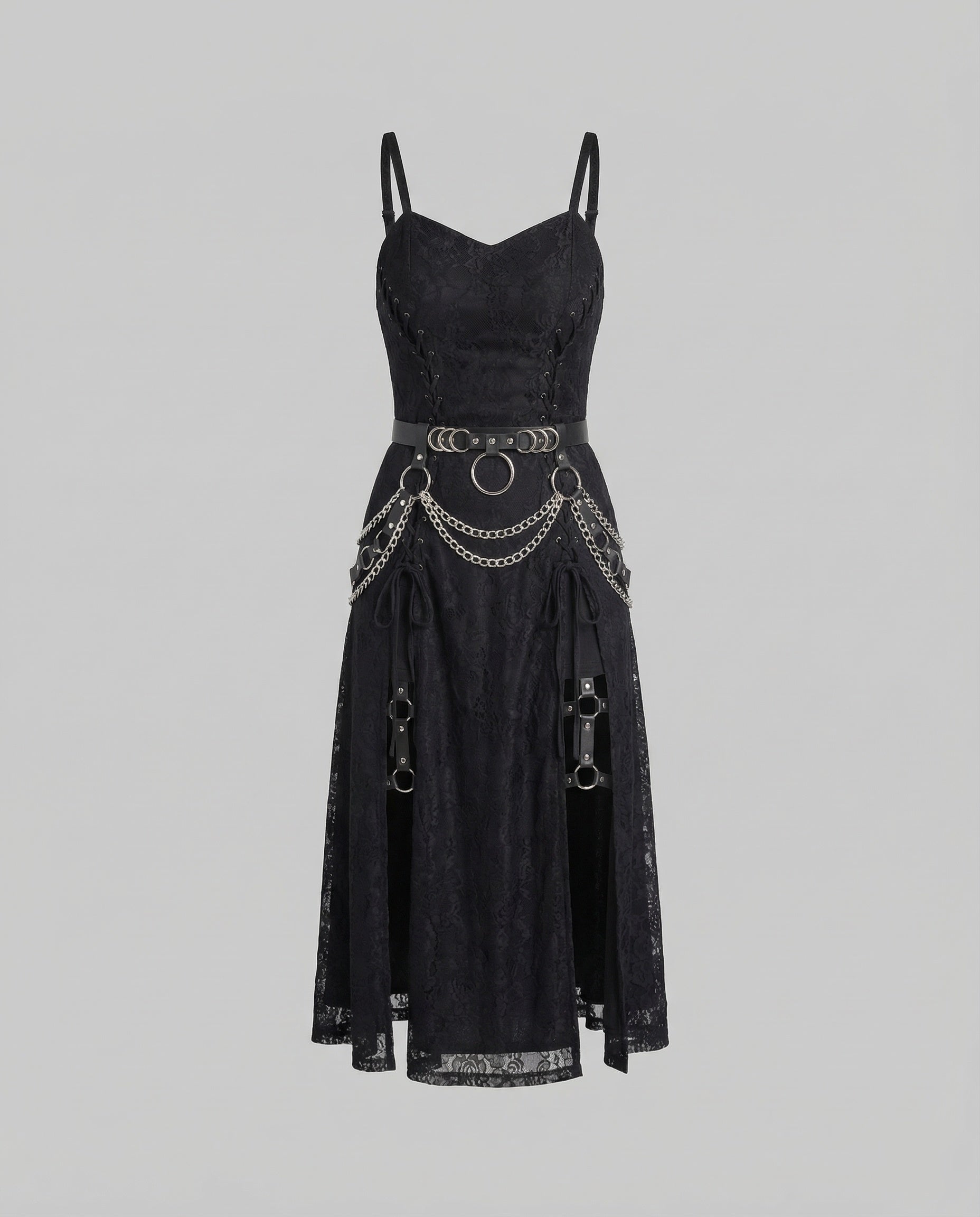 Women's Gothic Mini Dress Lace O Ring