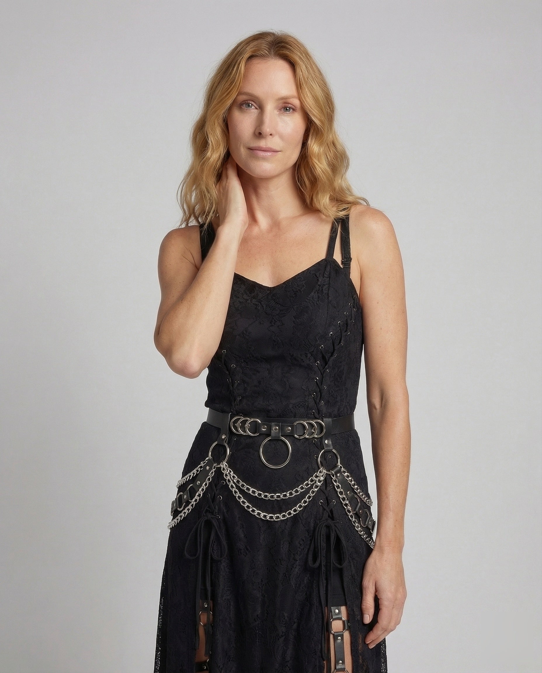 Women's Gothic Mini Dress Lace O Ring