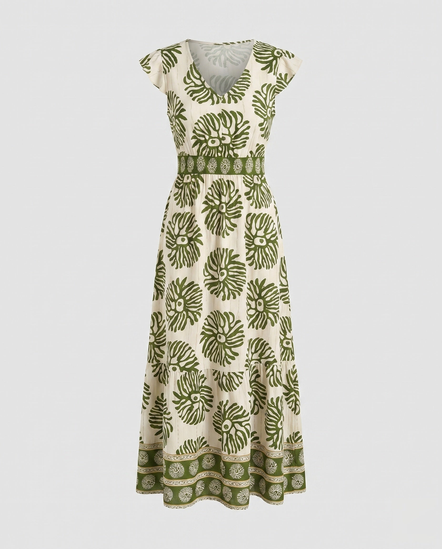 Women's maxi dress with floral pattern and detachable skirt