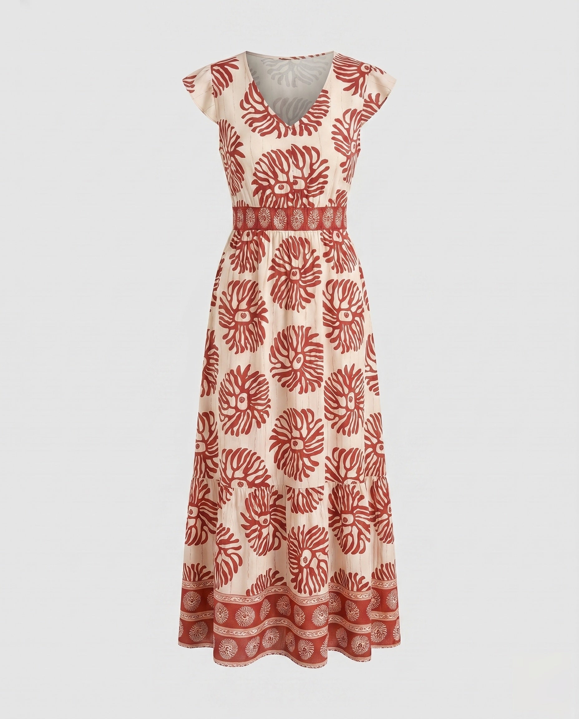 Women's maxi dress with floral pattern and detachable skirt