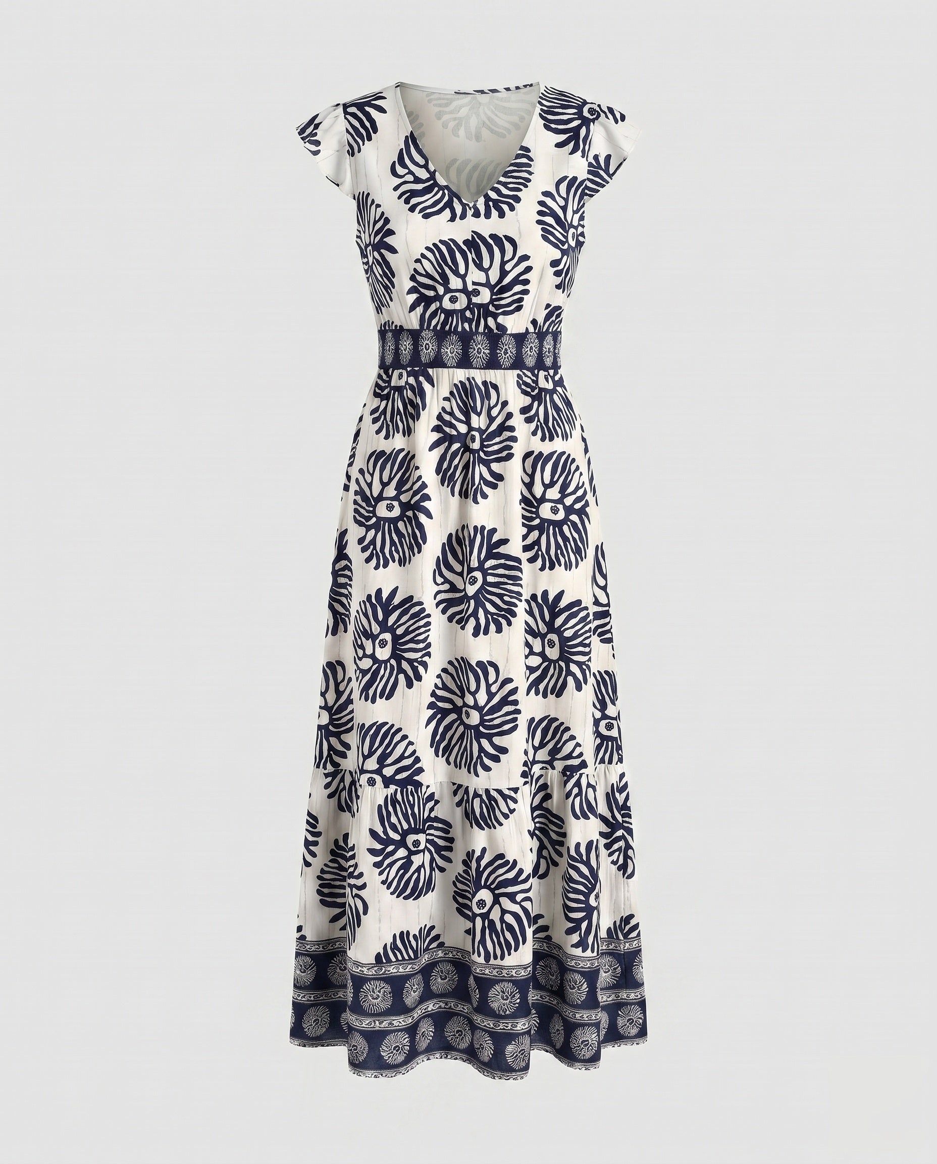 Women's maxi dress with floral pattern and detachable skirt