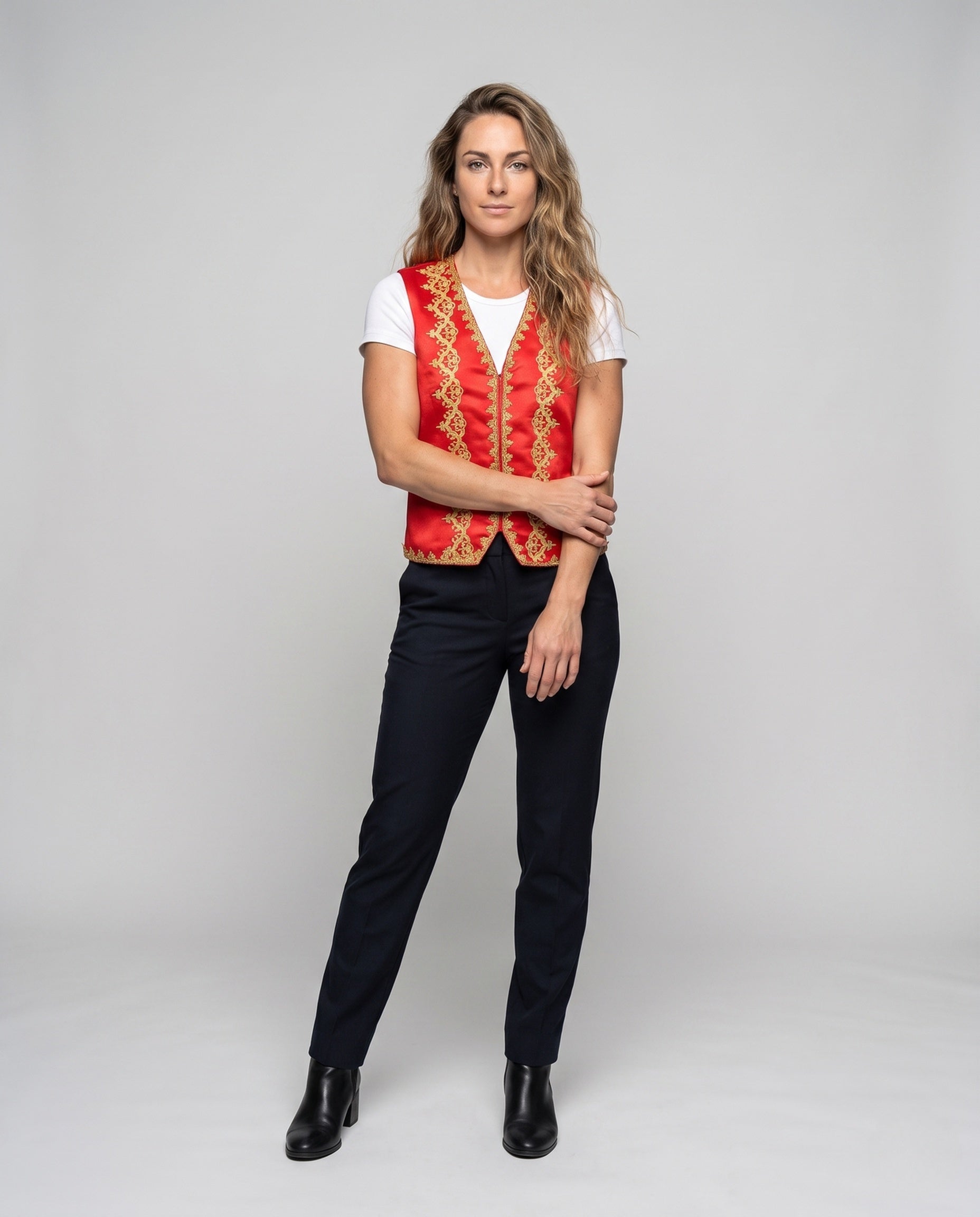 Women's Elegant Stand Collar Vest with Artful Decorations Chichicherry